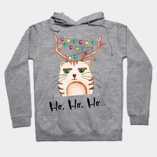 Watercolor - Mildly impressed Ho Ho Ho cat Hoodie